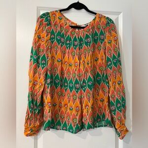 NWT WuSide colorful blouse with gem button detail